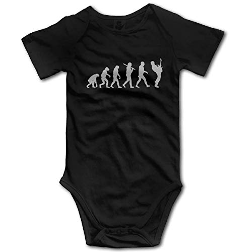 AOOEDM Guitar Player Evolution, Mameluco Divertido para niños pequeños/Mono Infantil, Mono súper Suave, Camisetas para bebé Negro