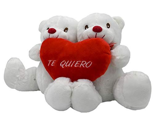 ARTESANIA BEATRIZ Pareja de Osos Enamorados con un Corazon con Frase TE Quiero 35x25 (Blanco-Med)