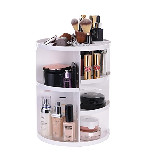 ATPWONZ Maquillaje Organizador de 360 Grados Rotatorio Bandeja de cosméticos Caja de Almacenamiento Multifuncional 8 Capas para Maquillaje y Accesorios (Blanco)