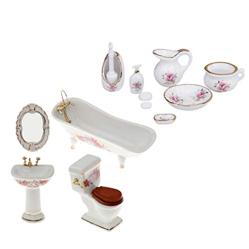 B Blesiya 1/12 Juego de Muebles de Porcelana para Cuartos de Baño en Miniatura de Accesorio Casa de Muñeca