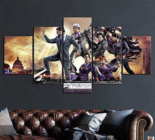 Baobaoshop 5 Piezas De Saints Row 4 Imagen del Personaje del Juego Obra De Arte Pintura HD Wall Pictuer DecoracióN De La Sala De Estar Sin Marco-30x40 30x60 30x80cm