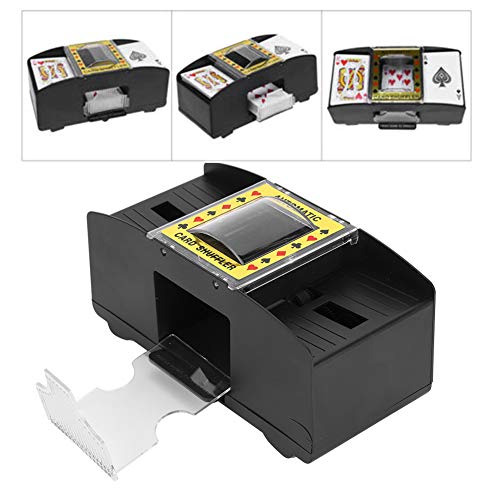 Barajador de cartas (2 cubiertas), barajador de cartas automático eléctrico, herramienta para barajar cartas que ahorra trabajo de 2 cubiertas, accesorio para adultos mayores, ruido ultrabajo