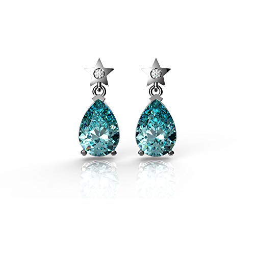 Belle Queen 'Swarovski Collection' - Pendientes Mujer de Plata de Ley con Lágrimas de Swarovski de 10x7 mm