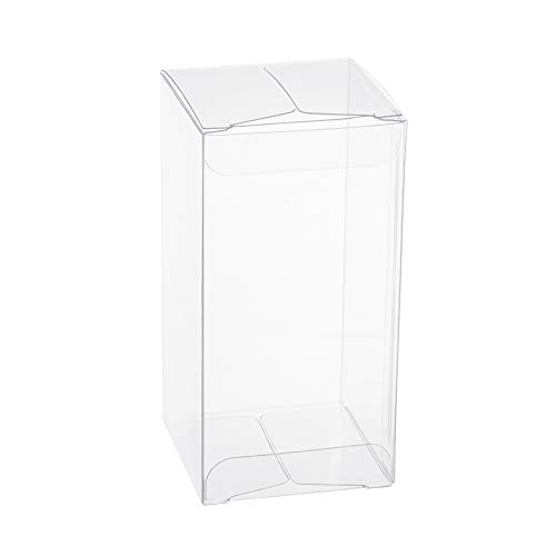 BENECREAT 20PCS PVC Caja Plegable Cajita Plástica 5x5x10cm Envase Transparente de Regalo Contenedor de Dulce Chocolate para Boda Fiesta Cumpleaños