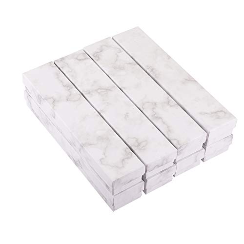 BENECREAT 8 Pack Caja de Cartón Craft para Joyería con Almohadilla de Terciopelo 21x4.5x3.1cm Envase Elegante de Joya con Dibujo de Canica para Presentación de Collar Pulsera