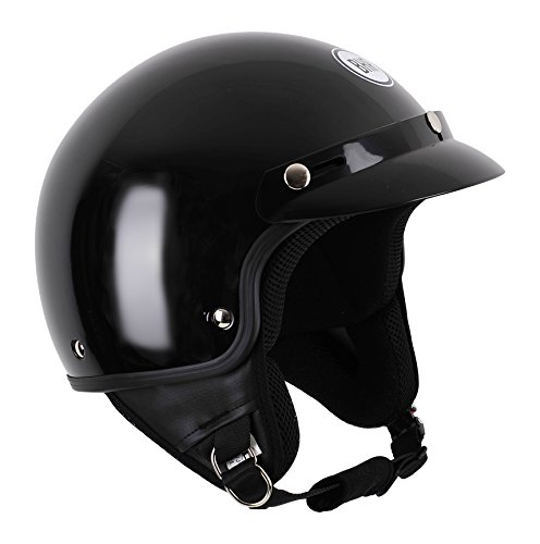 BHR 94136 Casco Demi-jet, Modelo 803 con Visera, Negro Metalizado, XL