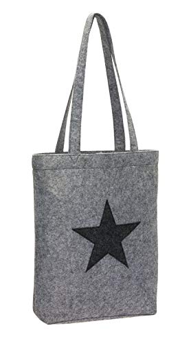 Bolsa de la compra de tela de fieltro, shopper, modelo gris con estrella.