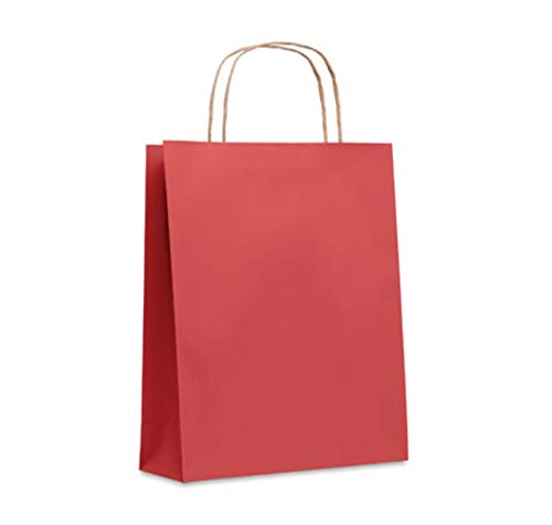 Bolsas Papel (lote 50 unidades) para tienda, regalo, disponibles en 6 colores diferentes, 3 Medidas (Rojo, Mediana 25X11X32cm)