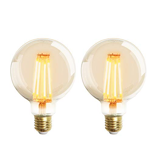 Bombilla Edison Vintage 6W LED Retro Decorativa Bombillas Lamparas Blanco Cálido 2200K 540LM G95 E27 Antigua Lámpara Bulbo Filamento No regulable - 2 unidades [Clase de eficiencia energética A+] …
