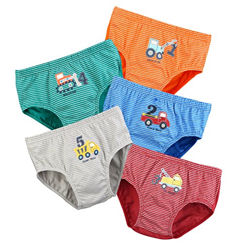 BOOPH Pequeños niños de algodón ropa interior escritos coche 5Y Paquete unisex 2-3 Years Multicolor