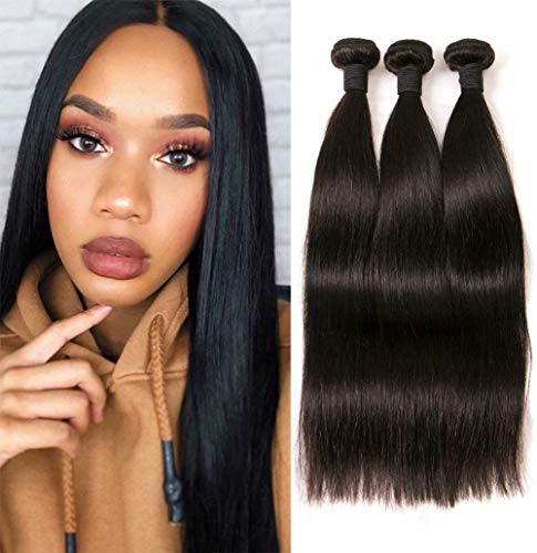 Brazilian Straight Weave 18 20 22 Inch 3 Bundles 100% Human Hair Weft Natural 1b Tangle Free Can Be Dye