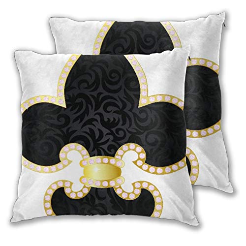 BROWCIN 2 Pack Funda de Almohada Fleur De lis Royal Legend Lily Throne Francia Imperio Familia Insignia Diseño Imagen Lino Suave Cuadrado Sofá Cama Decoración Hogar para Cojín 45cm x 45cm