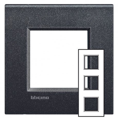 Bticino livinglight - Placa air 2x3 módulos negro lava