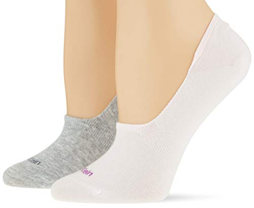 Calvin Klein Women no Show 2p Cotton Logo Jessica Calcetines, Color rosa y gris, 35/38 para Mujer