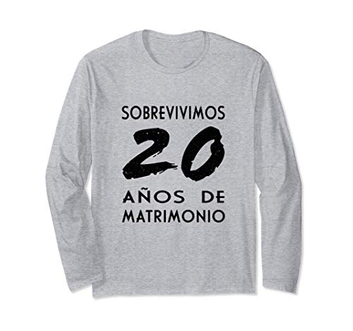 Camiseta de Aniversario de Matrimonio 20 Años Manga Larga