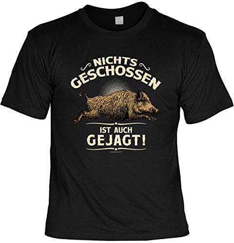 Camiseta divertida con texto en alemán "Jäger - Nichts Geschossen ist auch Gejagt! - Jäger Förster con certificado. Negro XXXL