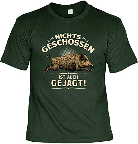 Camiseta divertida con texto en alemán "Jäger - Nichts Geschossen ist auch Gejagt! - Jäger Förster con certificado. verde oscuro XXXL