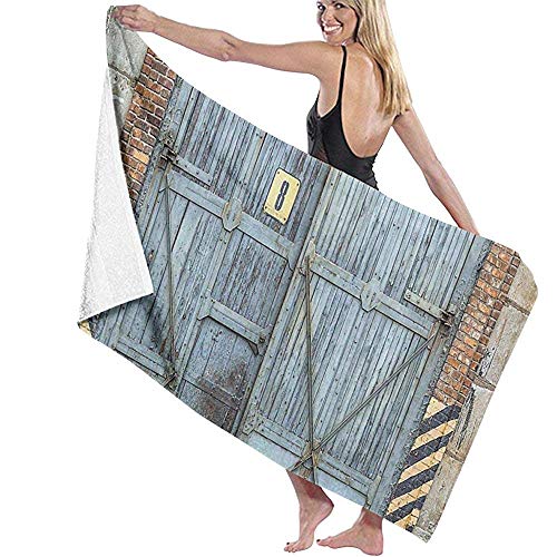 CASU Beach Towel Toalla de Playa Antigua de Madera Envejecida Puerta de fábrica Microfibra Súper Absorbente Personalidad Toalla de baño Secado rápido Manta de Playa