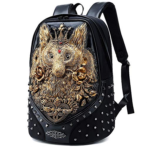 CBA BING Paquete de Disfraces de Halloween, Mochila Tridimensional de enfermería de Remaches Tridimensional, Mochila portátil Impermeable de Gran Capacidad para computadora portátil,Oro