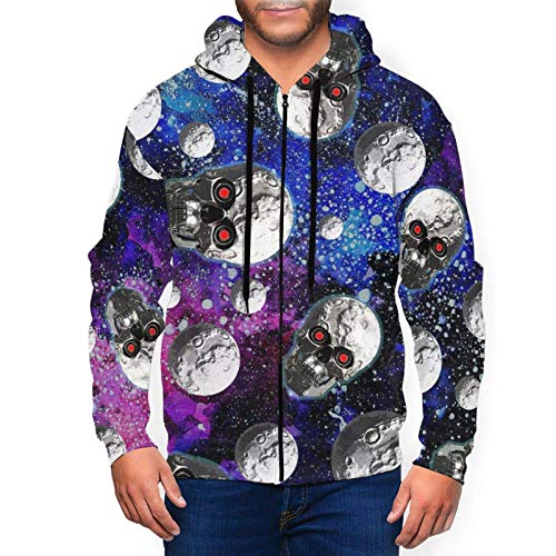 CDMT-XU1 Sudaderas con Capucha para Hombre Suéter Skull Robot Space Planet Chaqueta Estampada en 3D Sudadera con Cremallera Pullover Sudadera XL