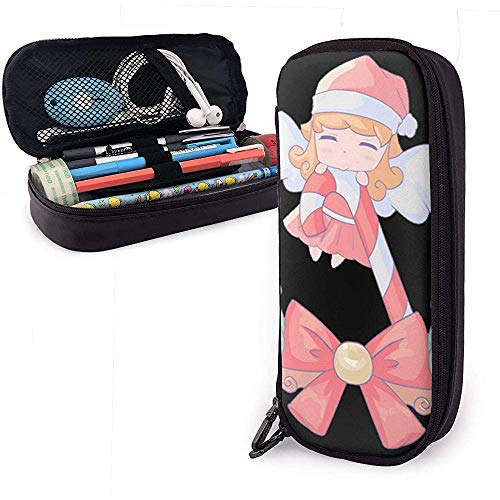 Christmas Girl PU Bolsa de cuero Bolsas de almacenamiento Portátil Estudiante Lápiz Oficina Papelería Bolsa Cremallera Carteras Maquillaje