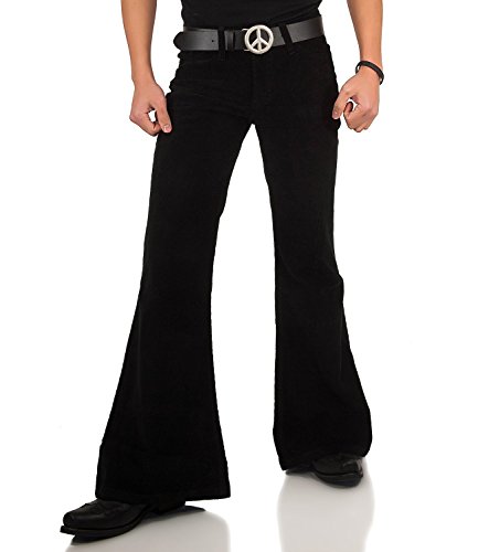 Comycom Star - Pantalón para hombre, diseño de estrella de los años 70, color negro Negro 31W x 30L