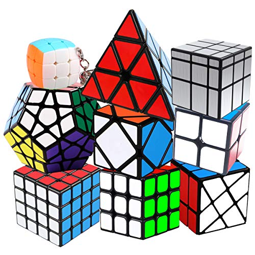 Coolzon Cubo de Velocidad Puzzle Cubes Speed Cube, Juego de Puzzle para Niños Adultos (Paquete de 9)