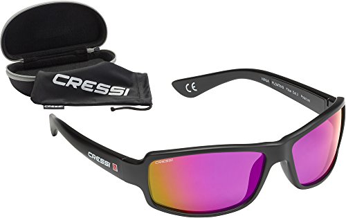 Cressi Ninja Floating - Gafas Flotantes Polarizadas para Deportes con una protección 100% UV Adultos Unisex, Negro/Lentes Morado Espejadas