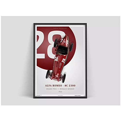 Cuadro en lienzo Póster de Alfa Romeo, Impresión del Gran Premio de Alfa Romeo, Alfa clásico, Alfa Romeo de época, Póster de coche clásico, Coche de F1 clásico, 1 -14x21 pulgadas (35X53cm) Sin marco