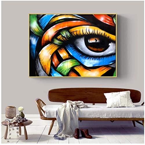 cuadros decoracion salon Carteles e impresiones de ojos coloridos abstractos modernos e impresiones Pintura en lienzo Cuadros de arte de pared para decoración de sala de estar 23.6x31.5in (60x80cm) x