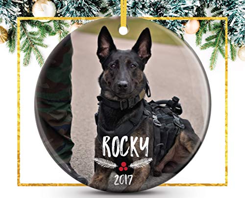 cwb2jcwb2jcwb2j - Figura de Perro policía conmemorativo K9 para Perro dueño de Perro, Adorno Personalizado con una Foto cerámica de Porcelana Adorno Regalo para Recuerdo de 3 Pulgadas