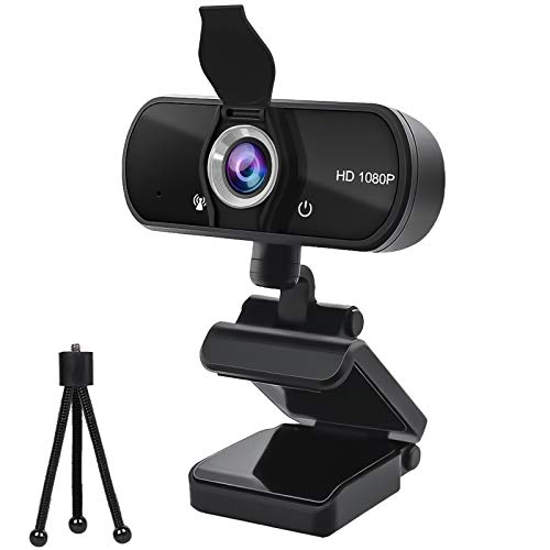 Datarm Webcam HD 720P Cámara con Micrófono USB 2.0 Plug y Play PC Computadora Portátil Webcam para Videollamadas Grabación Conferencia con Clip Giratorio y Cubierta de Protección de Privacidad