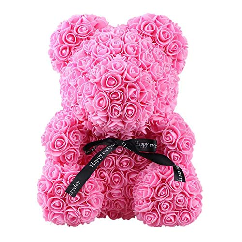 DERCLIVE Ultra Suave Oso Rosa Flor de Juguete Muñeca Romántica Regalo para Fiesta de Cumpleaños Día de San Valentín Boda