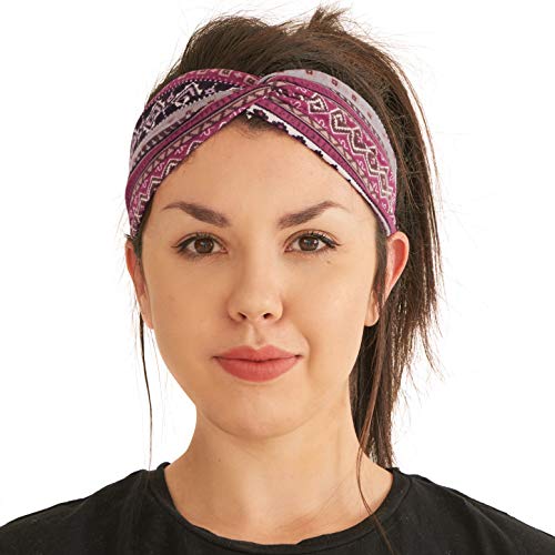 Diadema Turbante Verano Mujeres Boho - Diadema Mujer Yoga Ejercicios Ligeros Cómoda Cinta Cabeza Elástico Viaje Algodón Suave Moderna Violeta