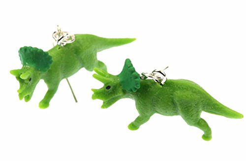 Dinosaurio Triceratops Dino pendientes de caucho cuernos verde claro protector de cuello