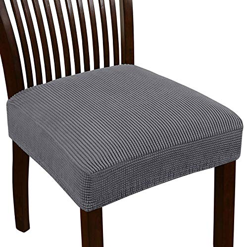 Dioxide Pack de 4 Funda para Silla, Fundas Elásticas, Fundas de Asiento para Silla, Diseño Jacquard Cubiertas de la Sillas, Extraíbles y Lavables-Decor Restaurante (Paquete de 4,Gris)