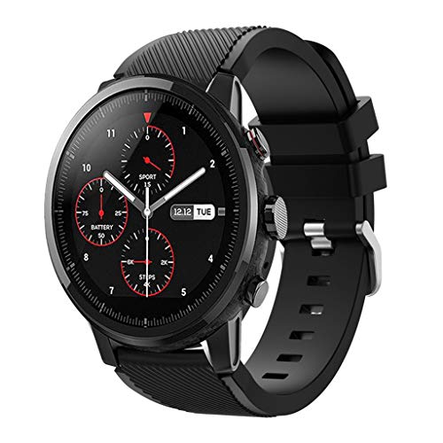 DIPOLA Correa de Correa de Reloj Deportivo Suave de Silicagel para Reloj Inteligente Amazfit Stratos 2S—Negro