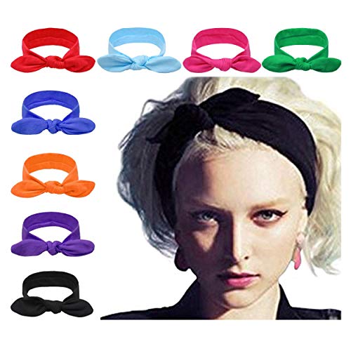 DRESHOW 8 Piezas Diadema Para Mujer Turbante Bohemia Elástico Cinta Banda para El Cabello Diadema Accesorios Para El Cabello