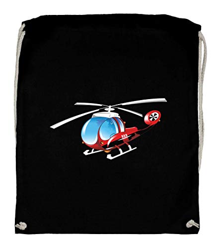 Druckerlebnis24 - Bolsa de tela de algodón orgánico, diseño de helicóptero, color Negro
, tamaño talla única