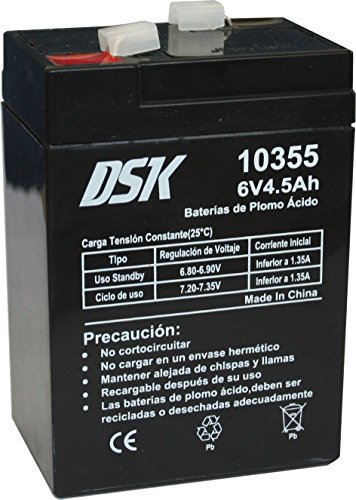 DSK 10355 - Batería Plomo Acido 6V 4,5 Ah, Negro