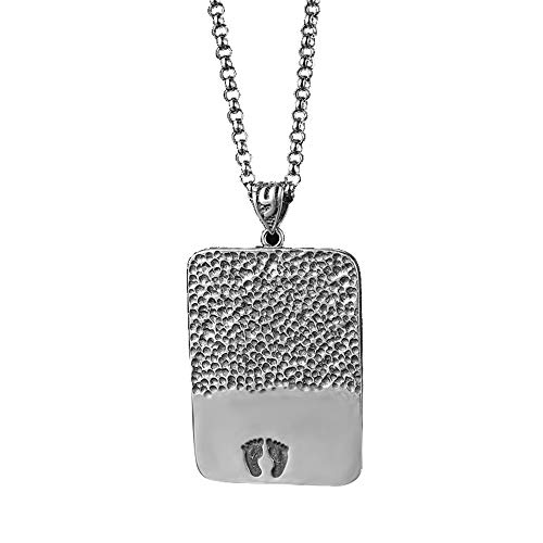 Dxnbp Plata de Ley 990 Sencillo Tarjeta Cuadrada Collar Colgante para Hombres Personalizado Collar de Identidad, para el Grabado, por Favor Enviar un Correo Electrónico,60cm