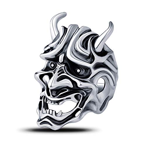 EVBEA Anillos Hombre Máscara de Hannya Prajna Joyería Japonesa Punk Rcoker clásica Anillos de Calavera para Hombres (24)