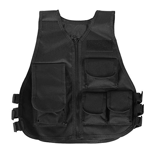 Ever Chaleco táctico, Chaqueta de Pesca, Chaqueta de Camuflaje Ajustable para niños Chaleco de Entrenamiento de Combate para Juegos al Aire Libre, Juego de CS(Negro Adulto)