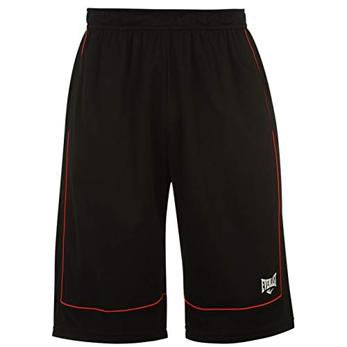 Everlast - Pantalones cortos de baloncesto para hombre, sueltos, ropa deportiva, Todo el año, Hombre, color negro/rojo, tamaño XXL