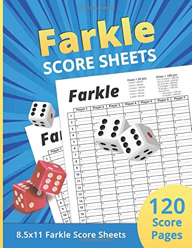 Farkle Score Sheets: Farkle Score Keeping Cards, Scorecards, Game Record Keeper Book, 8.5x11 Inch Pads