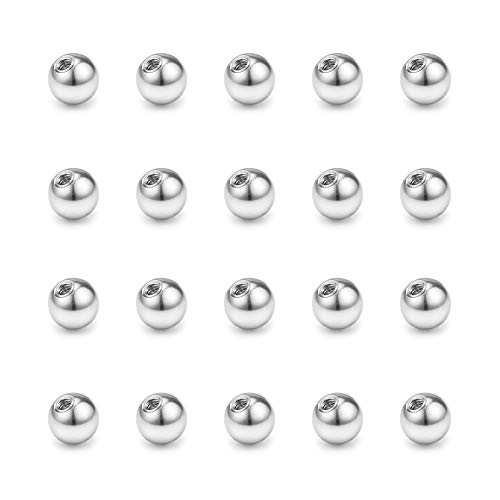 FECTAS 20pcs Acero Inoxidable Piercing Bolas Plata Piezas de Repuesto Piercing Joyería(2.5/3/4/5/6/8mm)