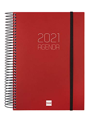 Finocam - Agenda 2021 1 Día página Espiral Opaque Burdeos Español - 175 x 212 mm