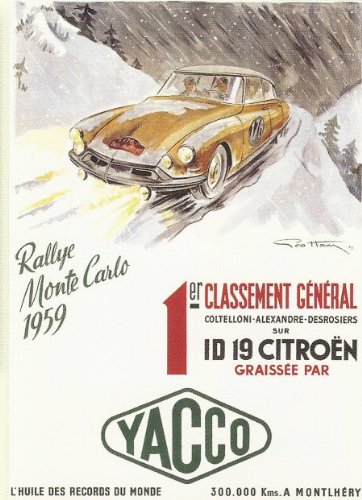 FRANCIA VINTAGE PLACA METAL 20x15cm CITROEN ID 19 RALLYE CARRERADE MONTE CARLO