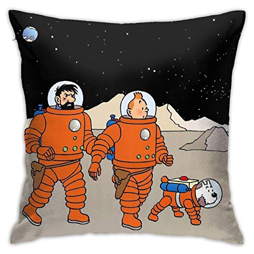 Fundas de cojín no aplicables de Tintín + Haddock Astronauts, para sofá, dormitorio, funda de almohada de 45 x 45 cm