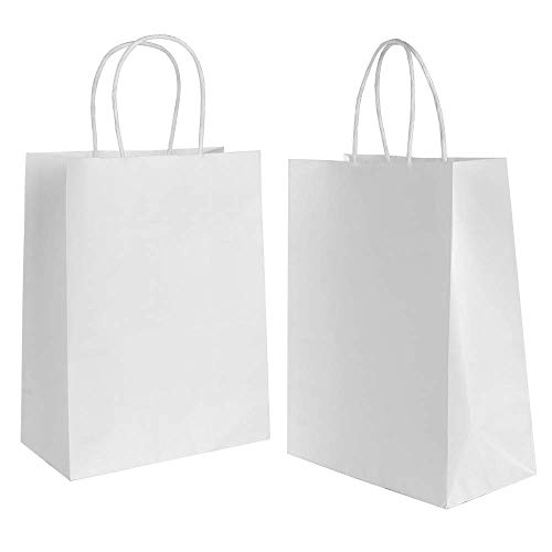 Gaoyong 30PCS Bolsas de Papel con Asas,Bolsas de Papel Compra,Bolsas Ppapel Kraft,Bolsas Papel Regalo para la Tienda de Comestibles para Hornear Compras Minoristas Boutique (Espesar 130 g / m2)